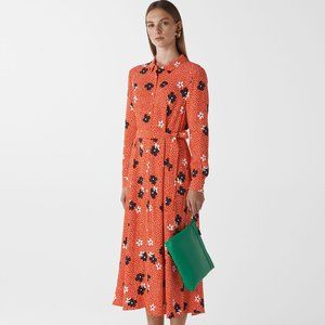 Whistles Confetti Floral Print Midi Dress - Size 4